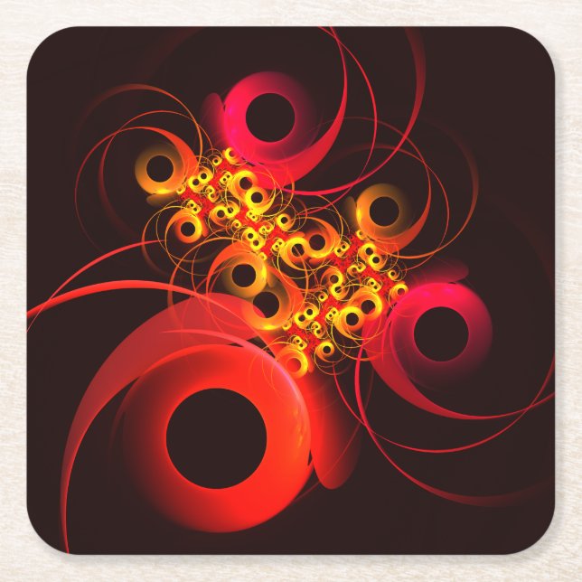 Colourful Circles Modern Abstract Art Pattern #08 Square Paper Coaster (Front)