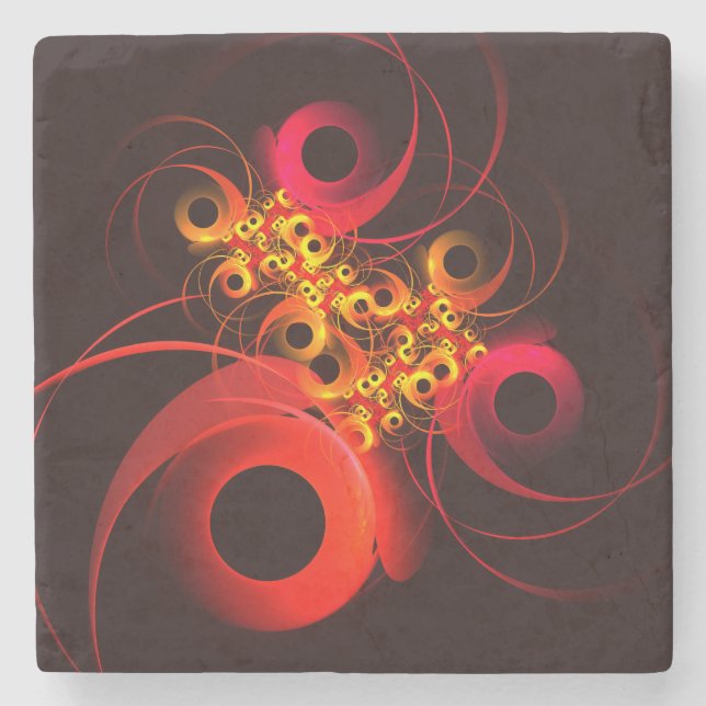 Colourful Circles Modern Abstract Art Pattern #08 Stone Coaster (Front)