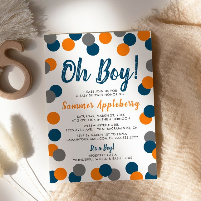 Colourful Circles Modern | Oh Boy Baby Shower Invitation (Creator Uploaded)