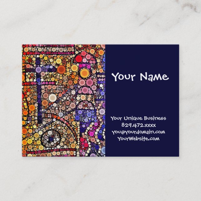 Colourful Circles Mosaic Southwestern Cross Design Business Card (Front)