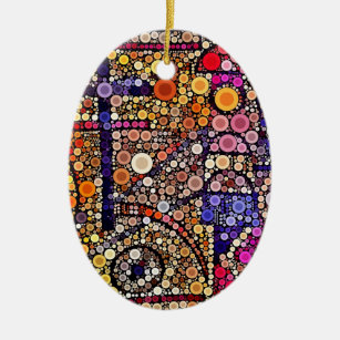 Colourful Circles Mosaic Southwestern Cross Design Ceramic Ornament