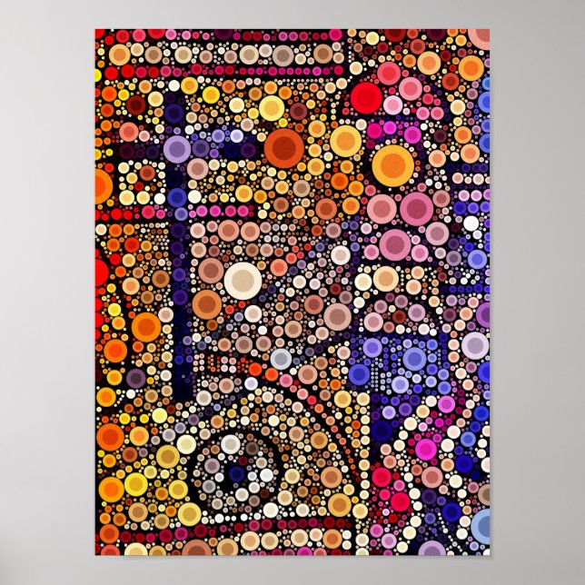 Colourful Circles Mosaic Southwestern Cross Design Poster (Front)