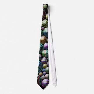 Colourful Circles on Black Background Tie 3D