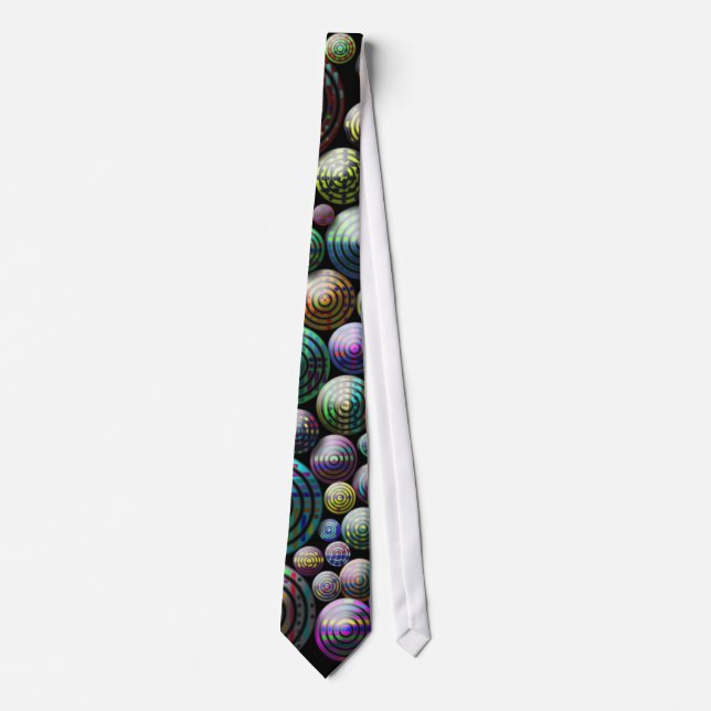 Colourful Circles on Black Background Tie 3D (Front)