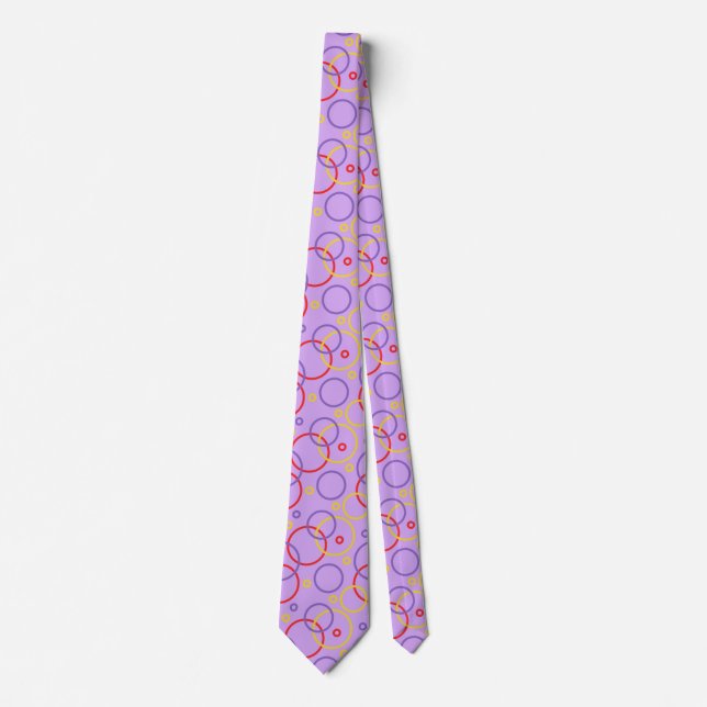 Colourful Circles on purple background Tie (Front)