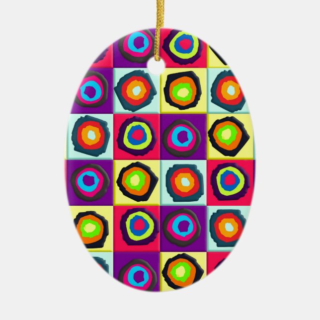 Colourful Circles Pattern Ceramic Tree Decoration (Front)