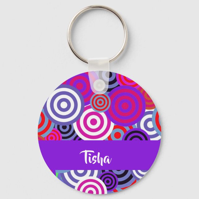 Colourful circles pattern key ring (Front)
