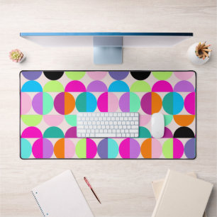 Colourful Circles Pattern Retro Mid Century Modern Desk Mat