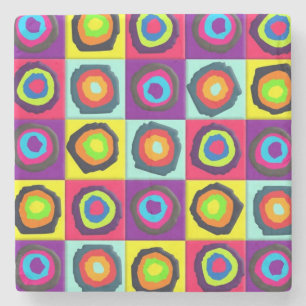 Colourful Circles Pattern Stone Coaster