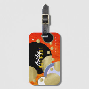 Colourful Circles Shapes with Name, Cool & Modern Luggage Tag