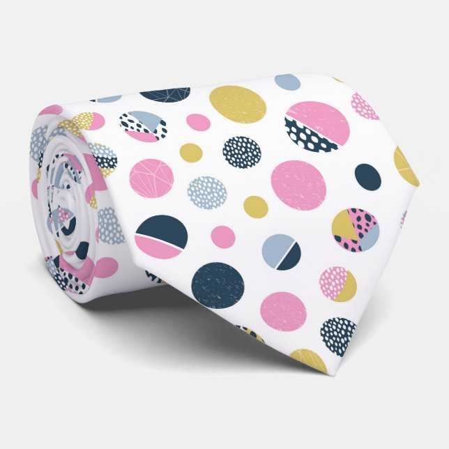 Colourful Circles  Tie (Rolled)