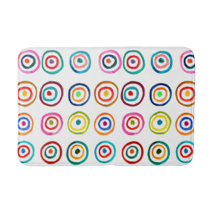 Colourful circles white simple rainbow Scandi Bath Mat