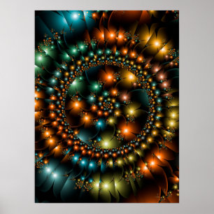 Colourful Circular Flower Fractal Poster