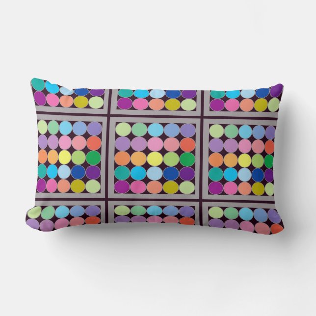 Colourful circular pattern pillow (Front)
