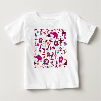 colourful circus characters on white baby T-Shirt