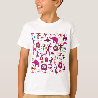 colourful circus characters on white T-Shirt