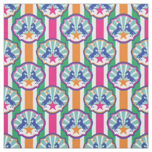 Colourful Circus Show Ponies Stripe Pattern Fabric