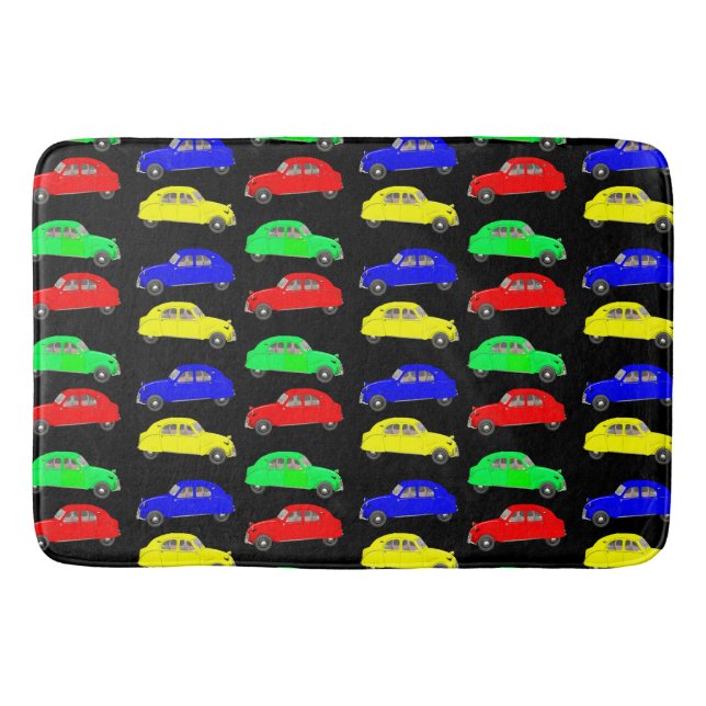 Colourful Citroen 2 CV Tiled Pattern Bath Mat (Front)