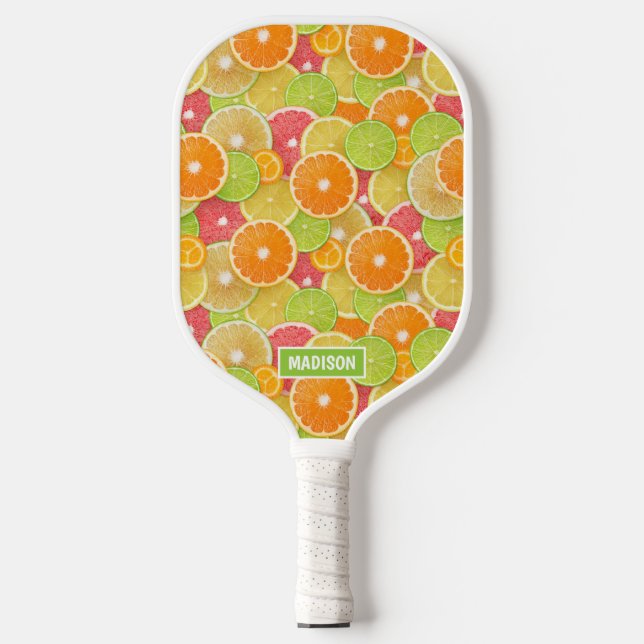 Colourful Citrus custom name Pickleball Paddle (Front)