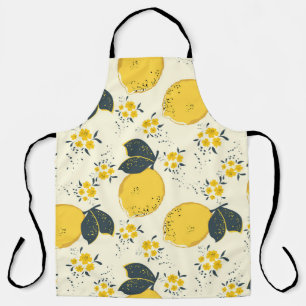 Colourful citrus, lemon flower pattern. apron