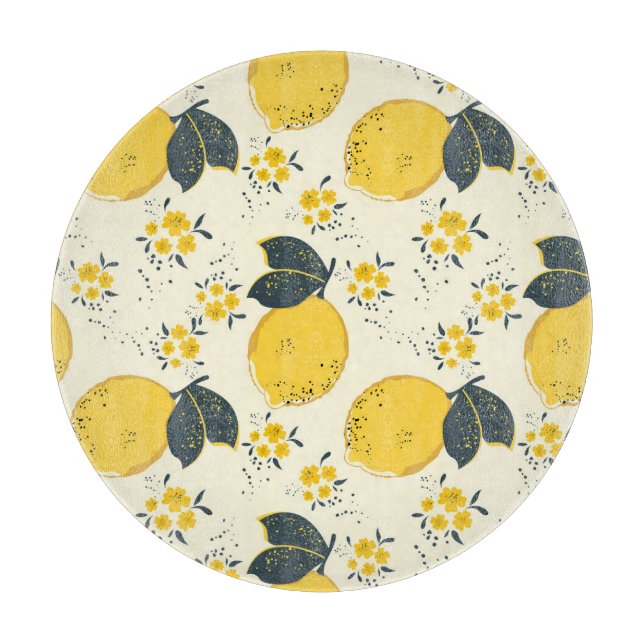 Colourful citrus, lemon flower pattern. cutting board (Front)