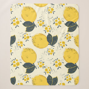 Colourful citrus, lemon flower pattern. sherpa blanket