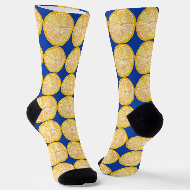 Colourful citrus lemon Fruit patten Socks (Angled)