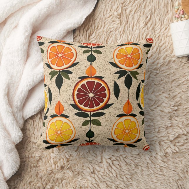 Colourful citrus pattern with floral details cushion (Blanket)