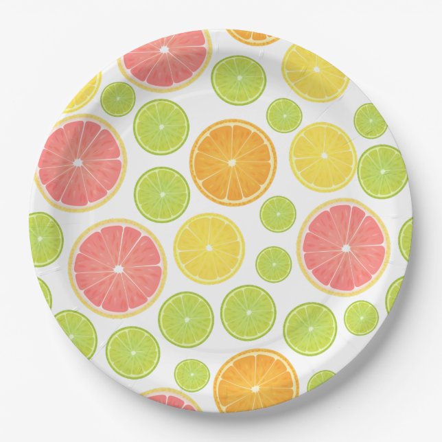 Colourful Citrus Slices Paper Plate (Front)