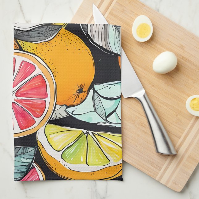 Colourful Citrus  Tea Towel (Quarter Fold)
