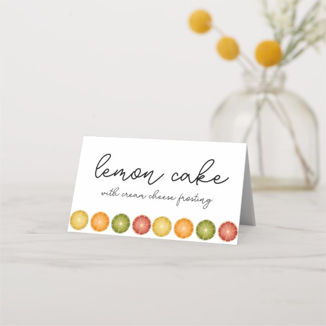 Colourful Citrus Themed Food Table Cards (Front)