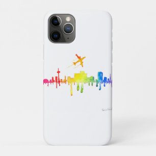 Colourful city and plane iPhone 11 pro case