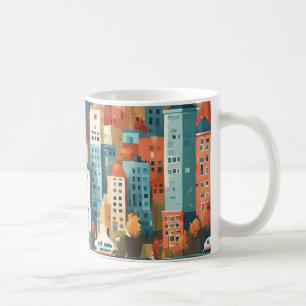 Colourful city coffee mug