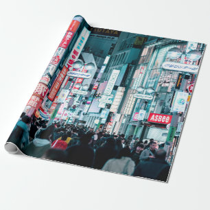 Colourful City of Tokyo Japan at Night Poster Wrapping Paper