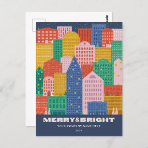 Colourful City Winter Coroporate Holiday Postcard