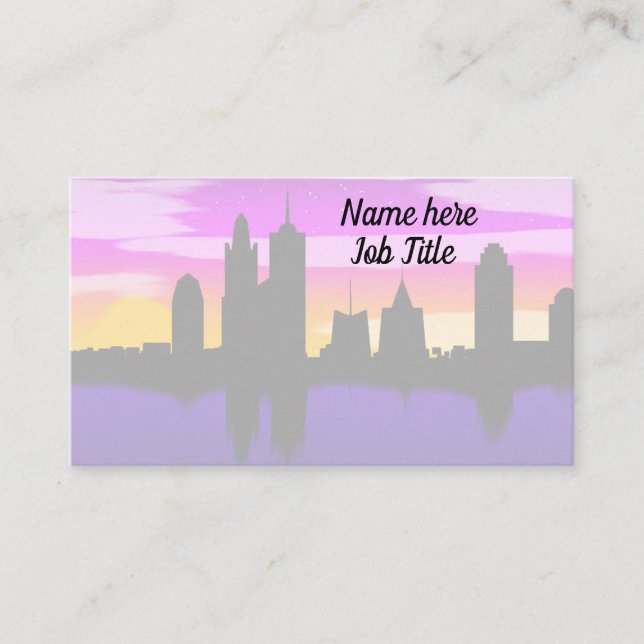 Colourful Cityscape Customisable  Business Card (Front)