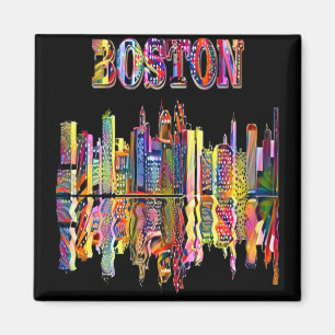 Colourful Cityscape of Boston Magnet