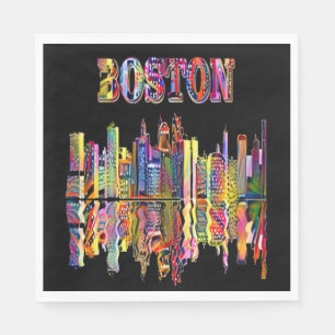 Colourful Cityscape of Boston Napkins