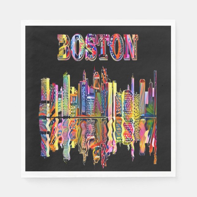 Colourful Cityscape of Boston Napkins (Front)