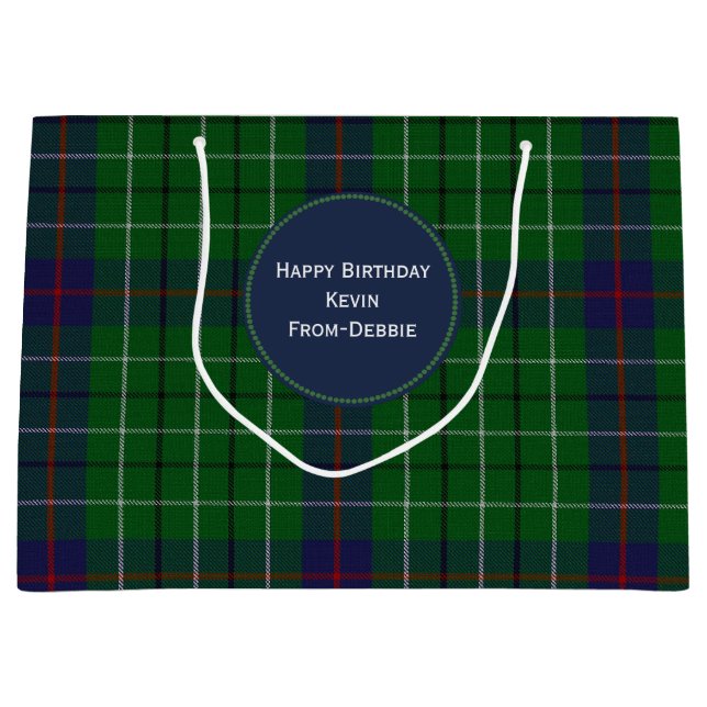 Colourful Clan Duncan Plaid Large Custom Gift Bag (Front)