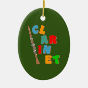 Colourful Clarinet Ceramic Ornament