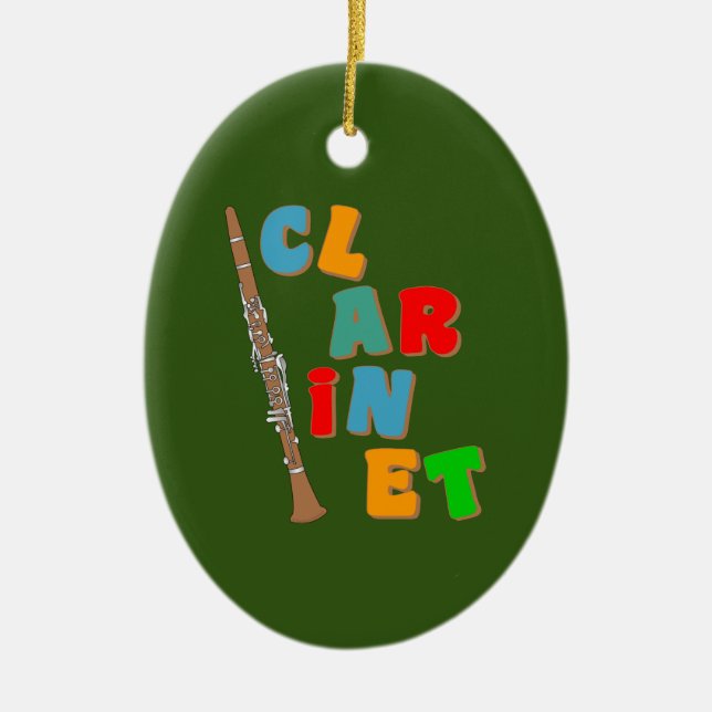Colourful Clarinet Ceramic Ornament (Front)