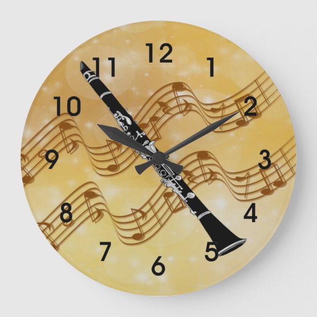 Colourful Clarinet Design Large Clock (Front)