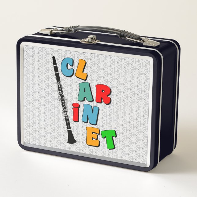 Colourful Clarinet Metal Lunch Box (Front)
