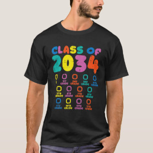 Colourful Class Of 2034 Checklist Grow With Me Gra T-Shirt