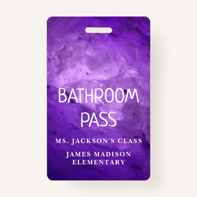 Colourful Classic Back To School Bathroom Hall Pas ID Badge (Front)