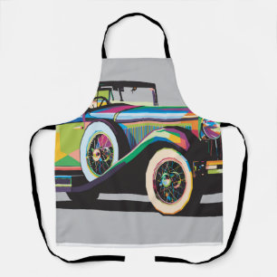 Colourful classic car apron