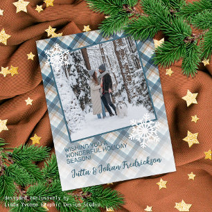 Colourful Classic Country Plaid Seasons Greetings Postcard