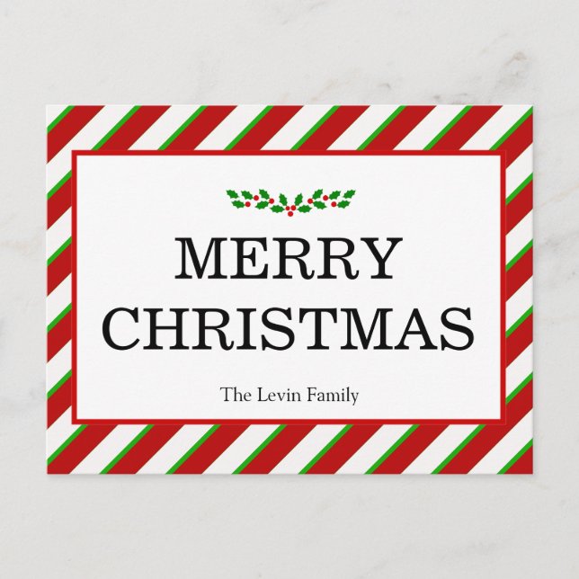 Colourful Classic Merry Christmas Holiday Postcard (Front)