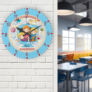 Colourful Classroom Teacher Round Clock